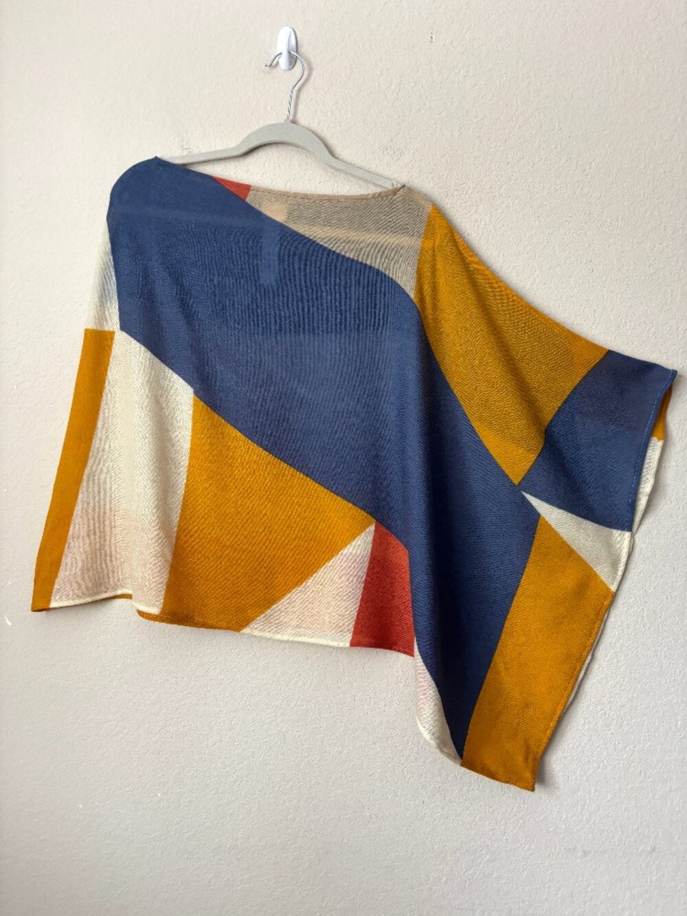 Chico's Wool Artsy Colorblock Asymmetric Poncho Top S/M